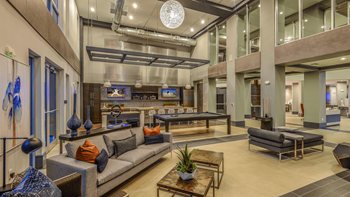 Hotel-inspired, two-level clubhouse with lounge & billiards